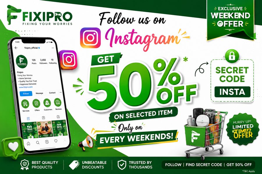 Follow us on Instagram - Get 50% off
